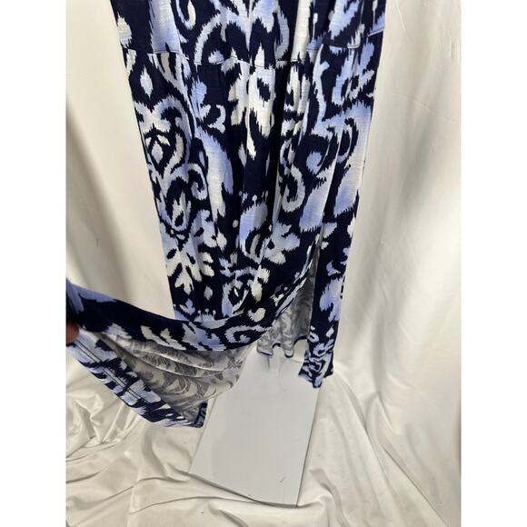 INC International Concepts Off the Shoulder Ruffle Blue Ikat Maxi Dress Sz S - Picture 9 of 14